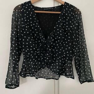 Black Polka Dot Sheer Top